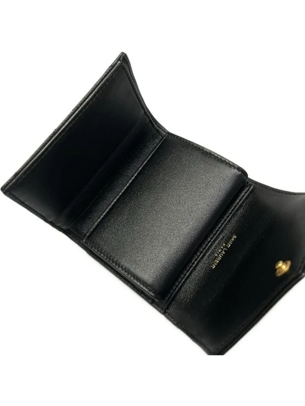 Saint Laurent Paris Trifold Wallet Cassandra Multi Fold Black Ysllogo Leather - Picture 3 of 12